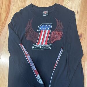 Harley-Davidson Black Graphic Long sleeved shirt.  Spitzie’s Harley-Davidson